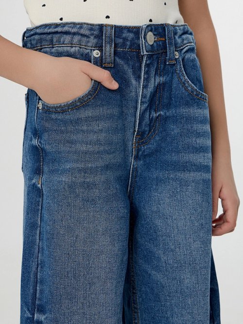 Джинсы для девочек синие wide leg, фото 5 из 18