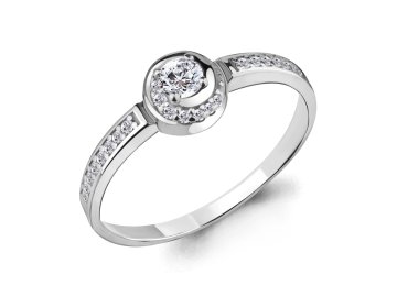 Кольцо помолвочное Aquamarine, белое золото 585 проба, вставка бриллиант
