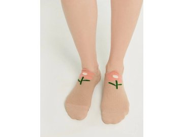 Носки короткие женские коричневые с рисунком