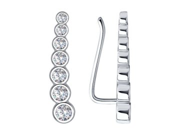 Серьги каффы SOKOLOV, серебро 925 проба, вставка фианит