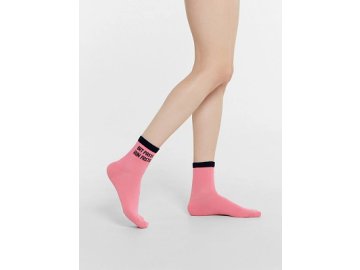 Носки женские розовые с надписью "EAT PASTA, RUN FASTA"