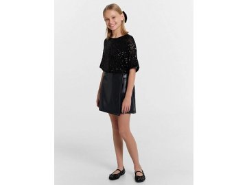 Юбка-шорты для девочек черные кожаные