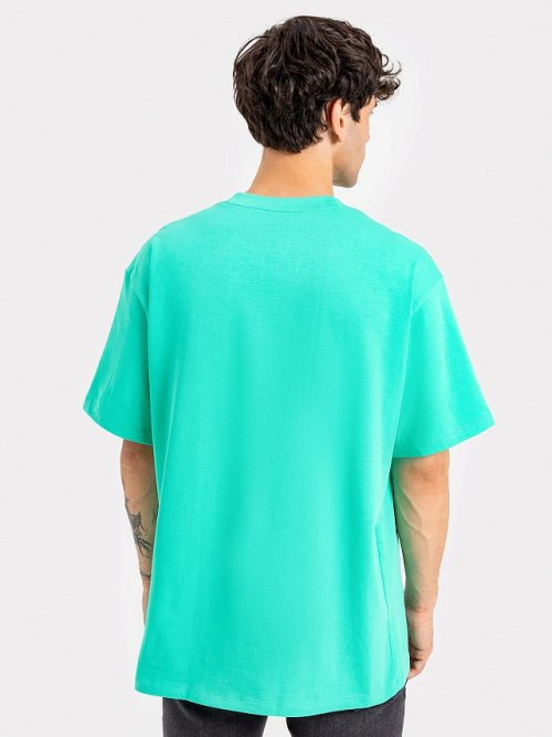 Футболка мужская в ментоловом оттенке с принтом-портретом, фото 2 из 4