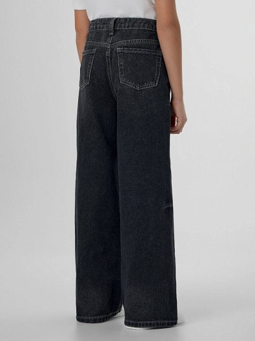 Джинсы для девочек серые Wide leg, фото 4 из 21