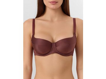 Бюстгальтер макси женский коричневый с сатиновым блеском