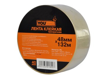 Скотч YOURTOOLS прозрачный 48 мм, 132 м, 40 мкм