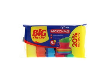 Губки кухонные BIG CITY LIFE Максима двойной эффект, 5 шт