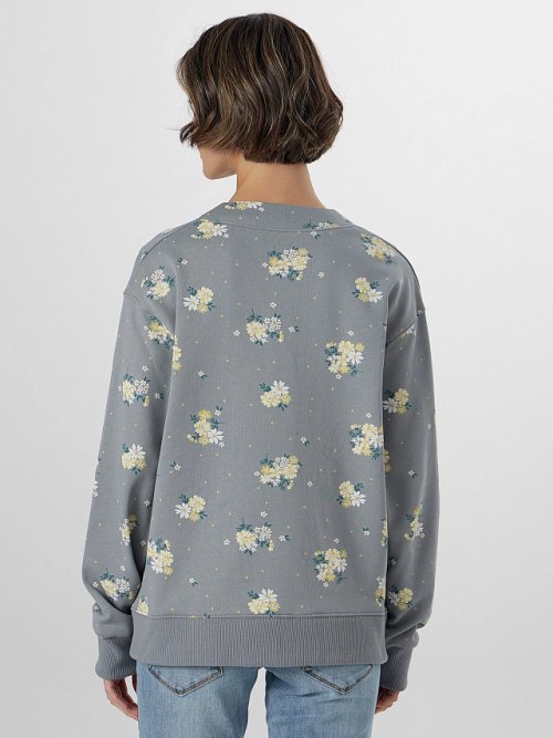 Кардиган серый с цветочным принтом, фото 2 из 7