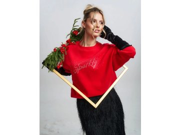 Теплый свитшот женский красный с начесом