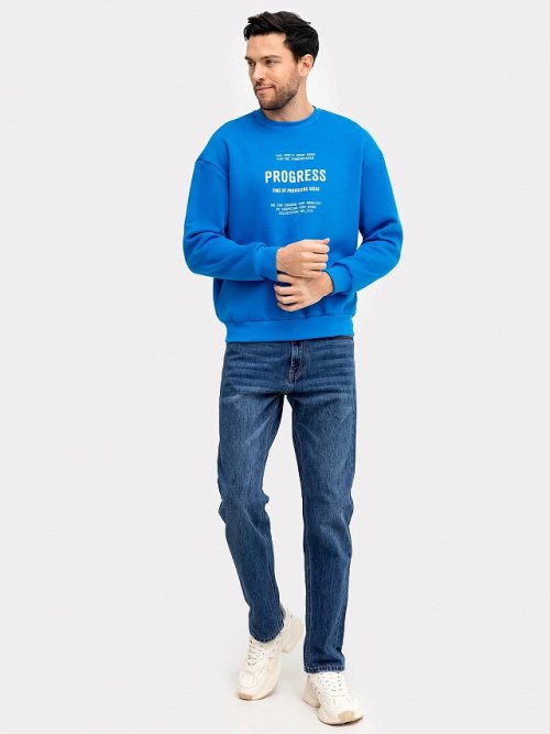 Джемпер мужской ультрасиний с печатью, фото 2 из 5