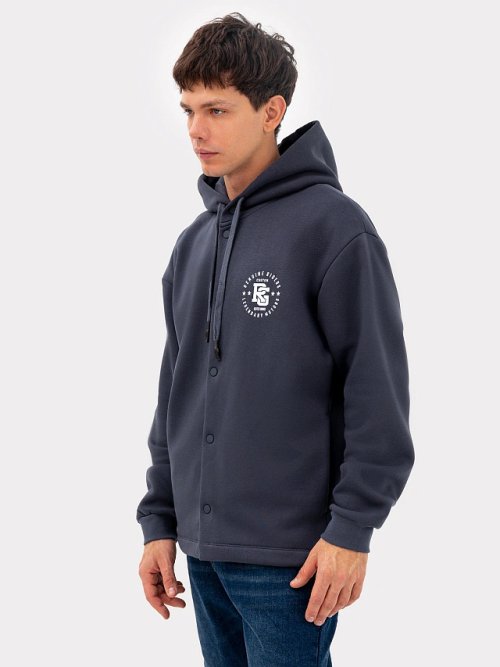 Толстовка мужская в сером цвете с печатью, фото 4 из 8