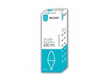Лампочка belsvet led-m c37 7w 4000 k e14 (свеча) Электросила