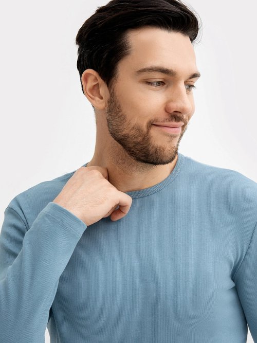 Лонгслив мужской в серо-голубом цвете, фото 5 из 5