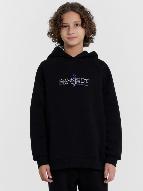 ЧЕРНОЕ ХУДИ ДЛЯ МАЛЬЧИКОВ С ПРИНТОМ, фото 4 из 8