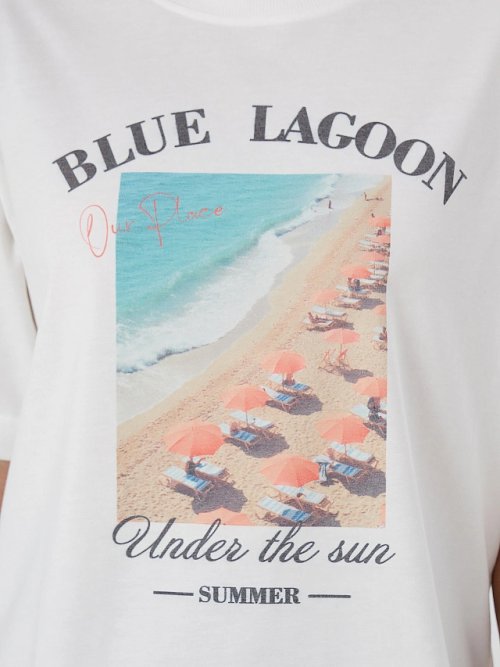 Футболка женская белая с принтом "blue lagoon", фото 5 из 35