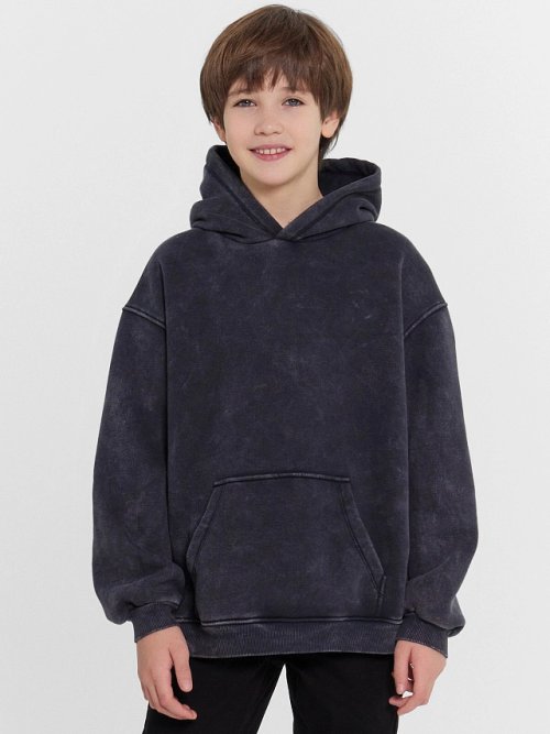 Худи для мальчиков черное с обработкой эйсид, фото 3 из 8