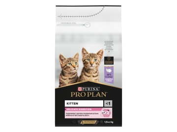 Корм Purina Pro Plan для котят с чувствительным пищеварением или с особым предпочтением в еде с индейкой, DELICATE DIGESTION, 1,5 кг