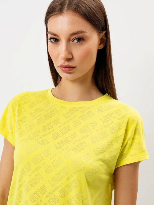 Футболка женская спортивная в лимонном цвете с принтом, фото 3 из 3