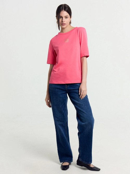 Футболка женская розовая с печатью, фото 3 из 8