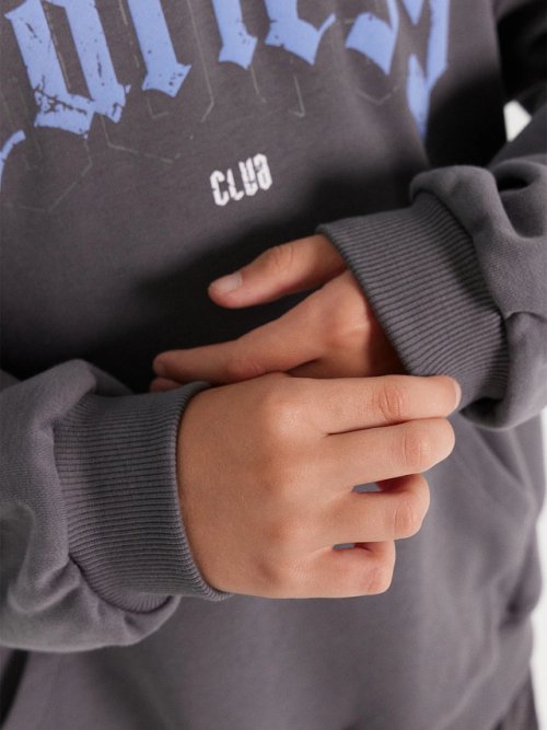 Худи для мальчиков серое с печатью, фото 7 из 7