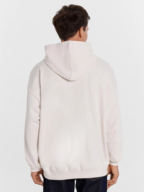 Худи мужское бело-бежевое с печатью, фото 4 из 7