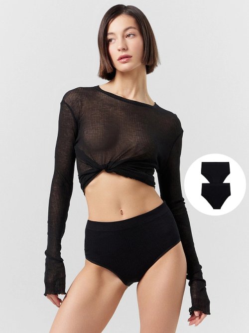 Трусы шортики женские черные в наборе, 2 шт, фото 1 из 15