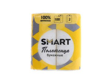 Полотенца бумажные SMART двухслойные, белые, 2 рулона