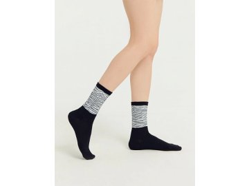 Носки женские черные с принтом "зебра"