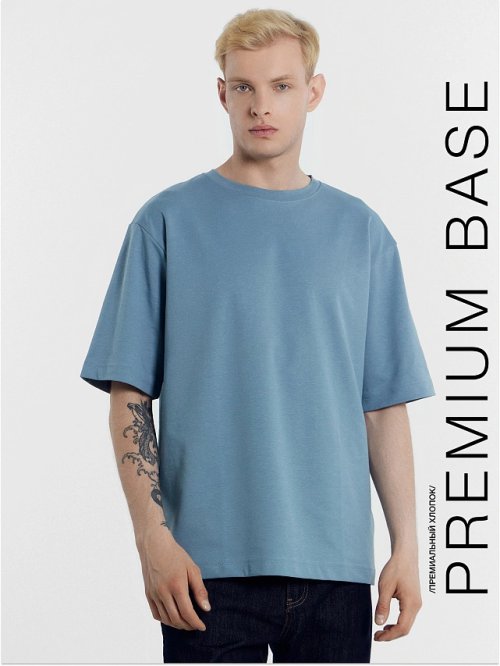 Футболка мужская серо-голубая, фото 1 из 4