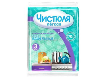 Салфетка вискозная для уборки ЧИСТЮЛЯ Легкая, 3 шт