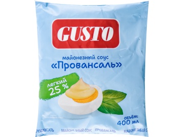 Соус майонезный"GUSTO"(25%,п/эт) 400мл на акции в магазинах Евроопт