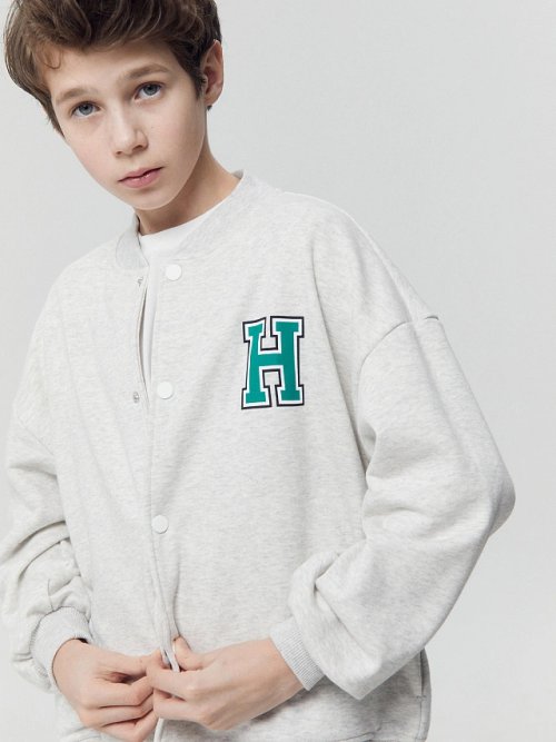 Толстовка для мальчика в сером цвете с печатью, фото 1 из 5