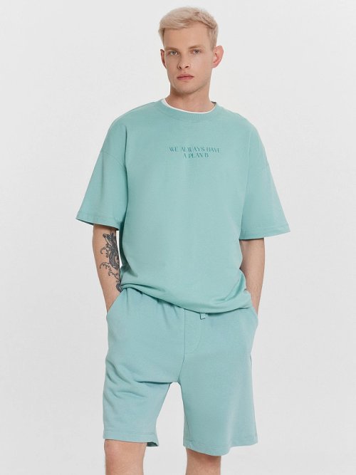 Комплект мужской голубой с надписью "we alwаys have a plan b", фото 1 из 8