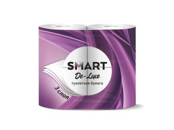Бумага туалетная SMART De-luxe трехслойная, 4 шт