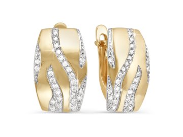 Серьги с английским замком DELTA, красное золото 585 проба, вставка фианит