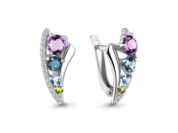Серьги с английским замком Aquamarine, серебро 925 проба, вставка фианит