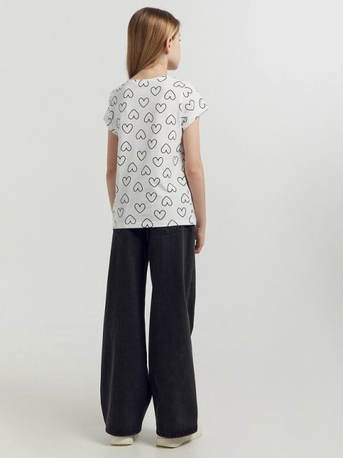 Футболка для девочек мультипак (2 шт.) в голубом цвете с сердечками, фото 4 из 8