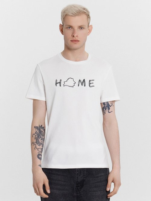 Футболка мужская белая с надписью "Home", фото 1 из 5
