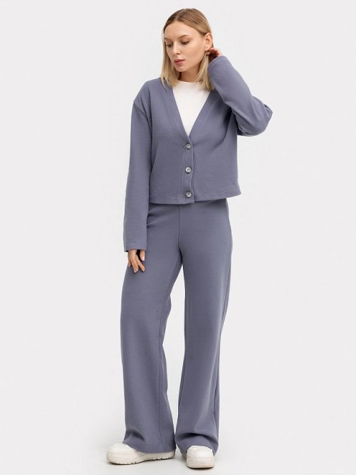 Кардиган женский укороченный в синем цвете, фото 2 из 8