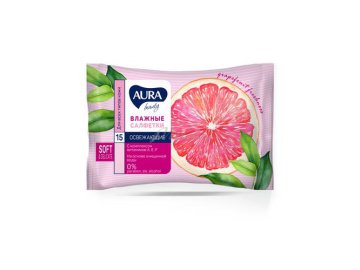 Салфетки влажные AURA Beauty освежающие, 15 шт Мила