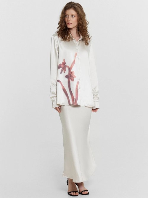 Блузка женская кремовая с принтом, фото 3 из 6