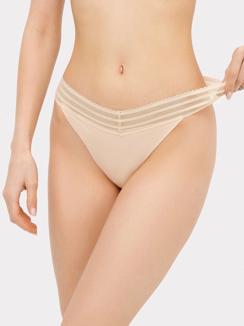 Трусы женские бразилиана в бежевом цвете, фото 3 из 6
