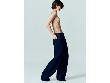 Джинсы женские wide leg темно-синие со средней посадкой