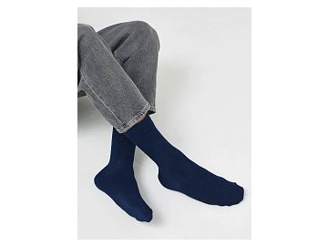 Мужские высокие носки с шерстью в оттенке "темно-синий меланж"