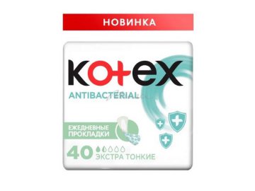 Прокладки ежедневные KOTEX Bio-Care с антибактериальным слоем внутри, 40 шт