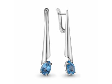 Серьги длинные Aquamarine, серебро 925 проба, вставка топаз