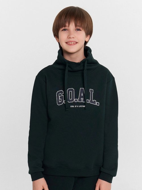 Джемпер для мальчиков зеленый с принтом "G.O.A.L", фото 2 из 6