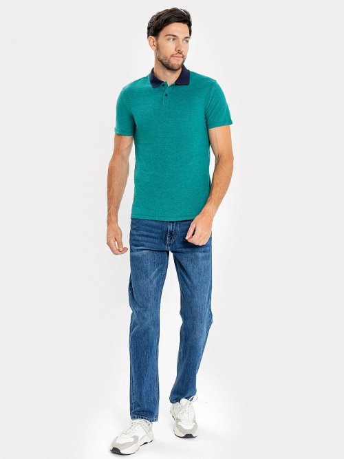 Джемпер-поло хлопковый бирюзового цвета, фото 2 из 5