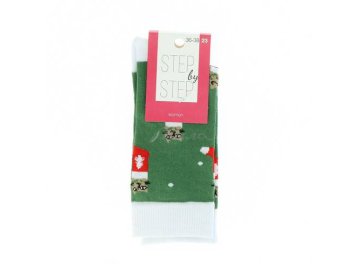 Носки женские STEP by STEP, размер 23, цвет Кот зелёный, арт. НЖ 9038-40