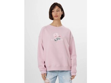 Свитшот женский розовый с принтом и надписью "it's my wild rose"